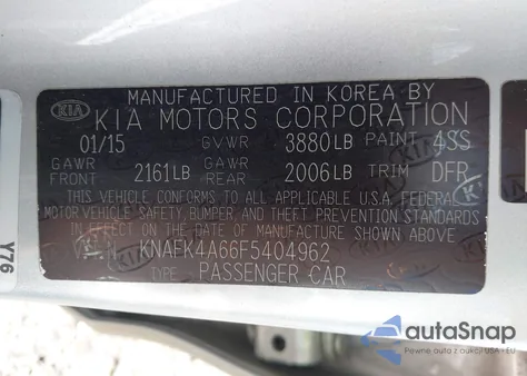 2015 Kia Forte Lx z USA, uszkodzony, nr VIN KNAFK4A66F5404962